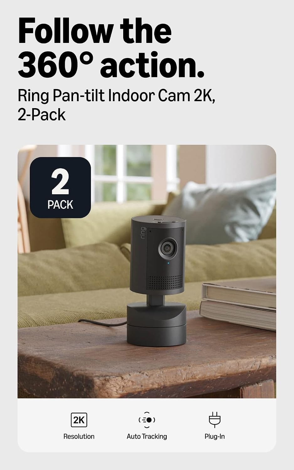 Cámara para interiores con movimiento 2K Ring con enchufe (último m...