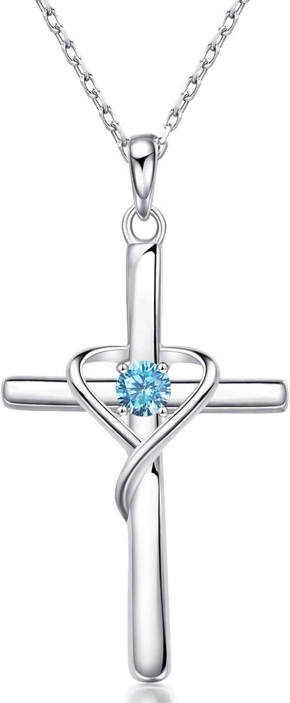 AmorAime Collar con cruz de plata de ley 925 para mujeres y hombres...
