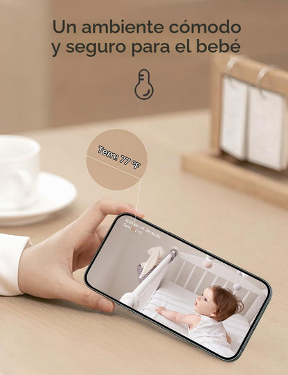 Nooie Monitor de bebé WiFi inteligente 2K con cámara y audio, contr...