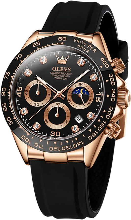 OLEVS Relojes de pulsera analógicos de cuarzo para hombre, cronógra...