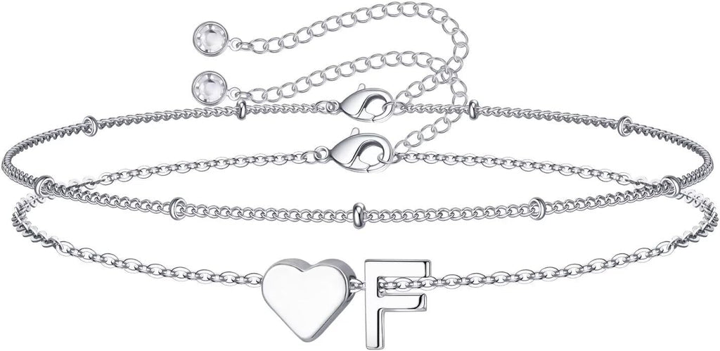 M MOOHAM Pulseras de oro con inicial de corazón para mujer, pulsera...