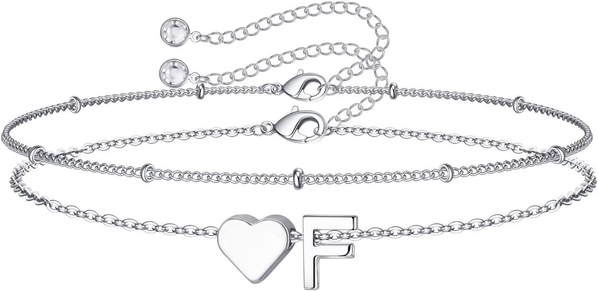 M MOOHAM Pulseras de oro con inicial de corazón para mujer, pulsera...