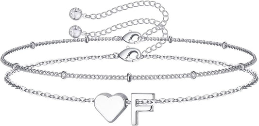 M MOOHAM Pulseras de oro con inicial de corazón para mujer, pulsera...