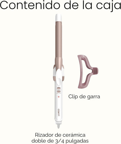 Conair - Plancha rizadora con clip de garra, barril de 3\/4 pulgada...