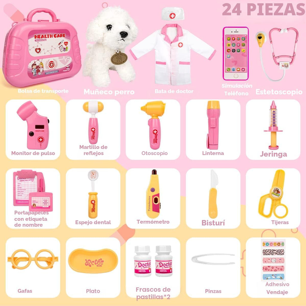 Meland Kit médico con cachorro para niños, juguete de simulación de...