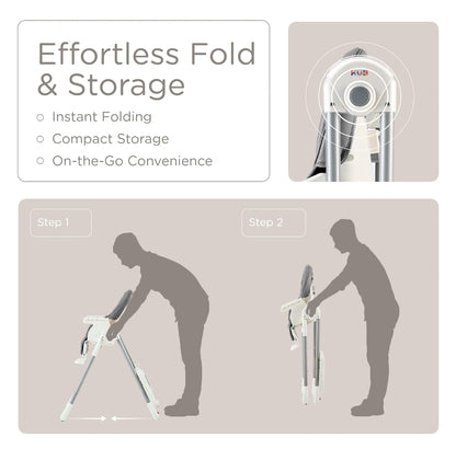 KÜB Silla alta 3 en 1 plegable y portátil para bebé con 2 ruedas |...