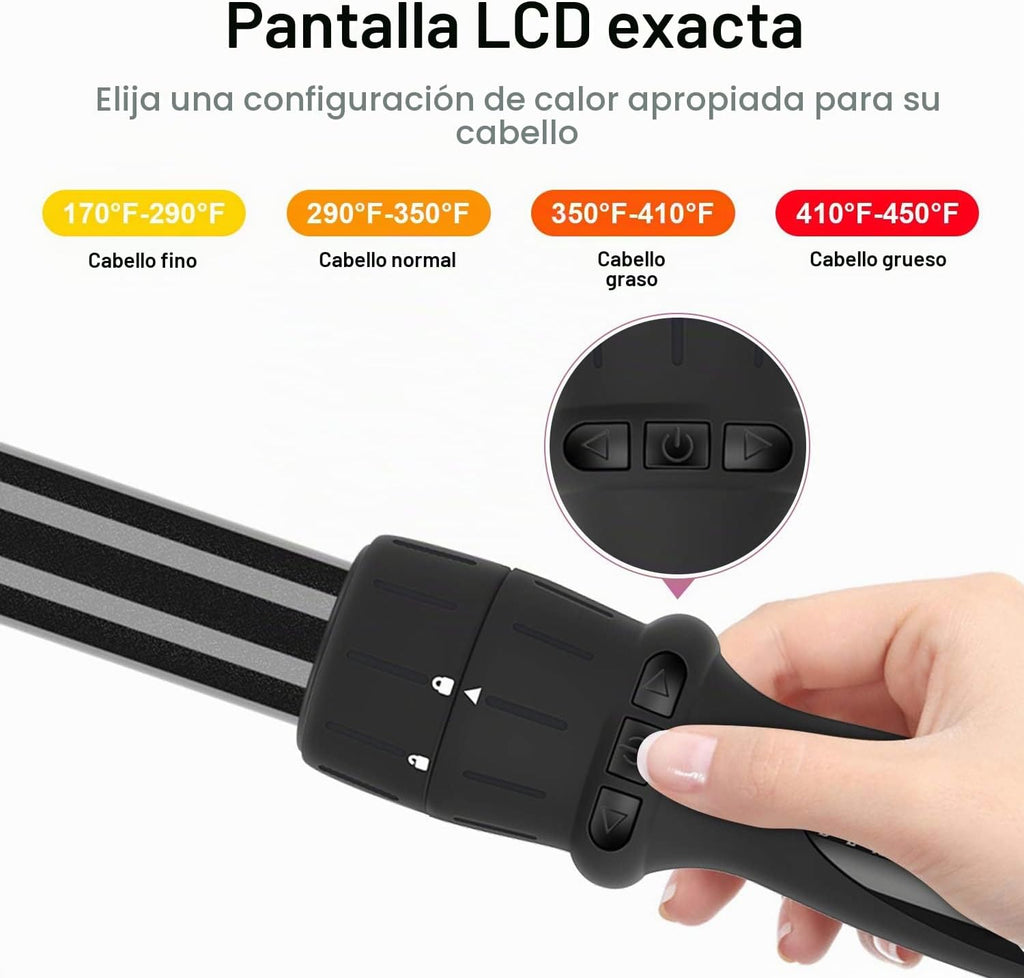Diamante Turmalina cerámica PARWIN Pro Black 7-en-1 Rolo Hierro, vi...