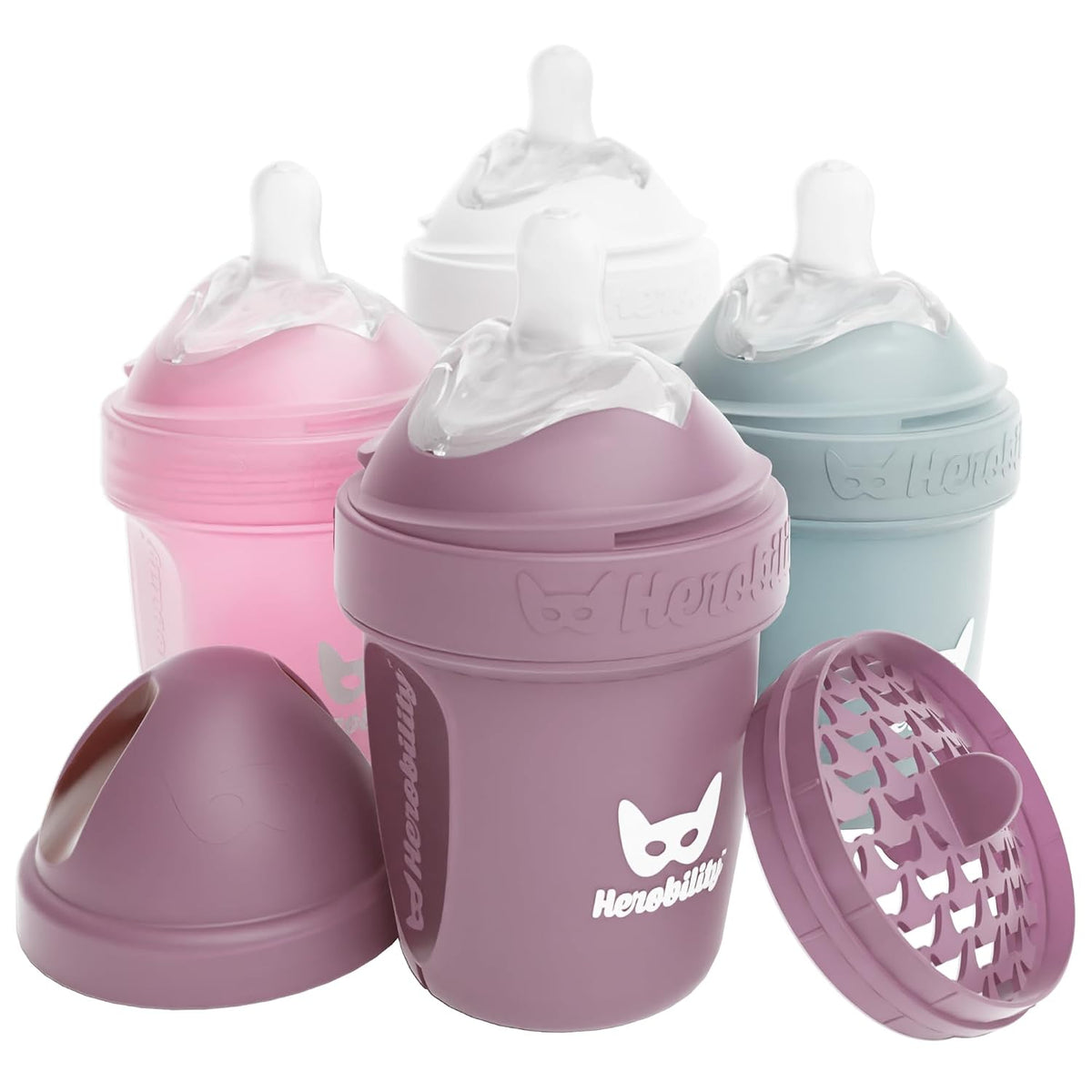 Herobility Biberones anticólicos de 12 fl oz\/11.5 fl oz, paquete d...