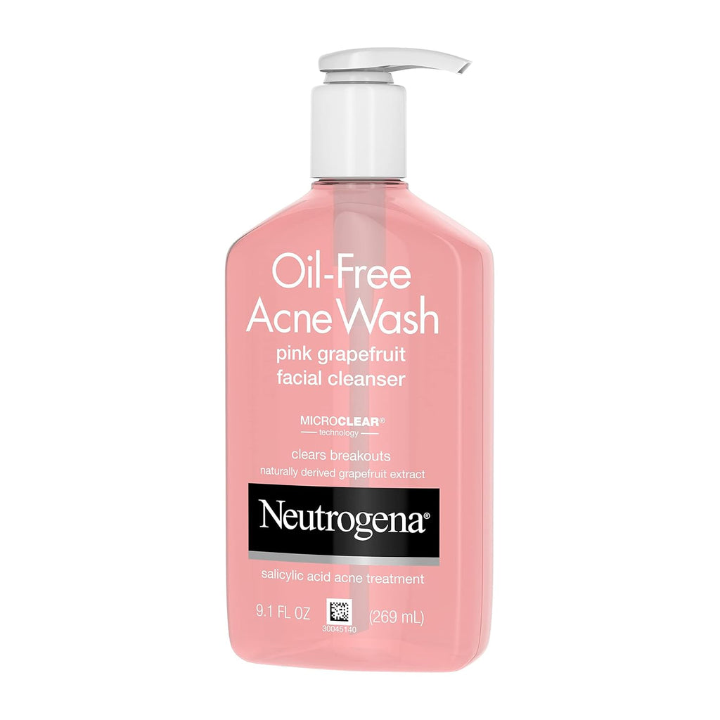 Neutrogena Limpiador facial de pomelo rosa sin aceite, con ácido sa...