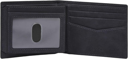 Fossil - Cartera plegable de cuero para hombre con ventana abatible...