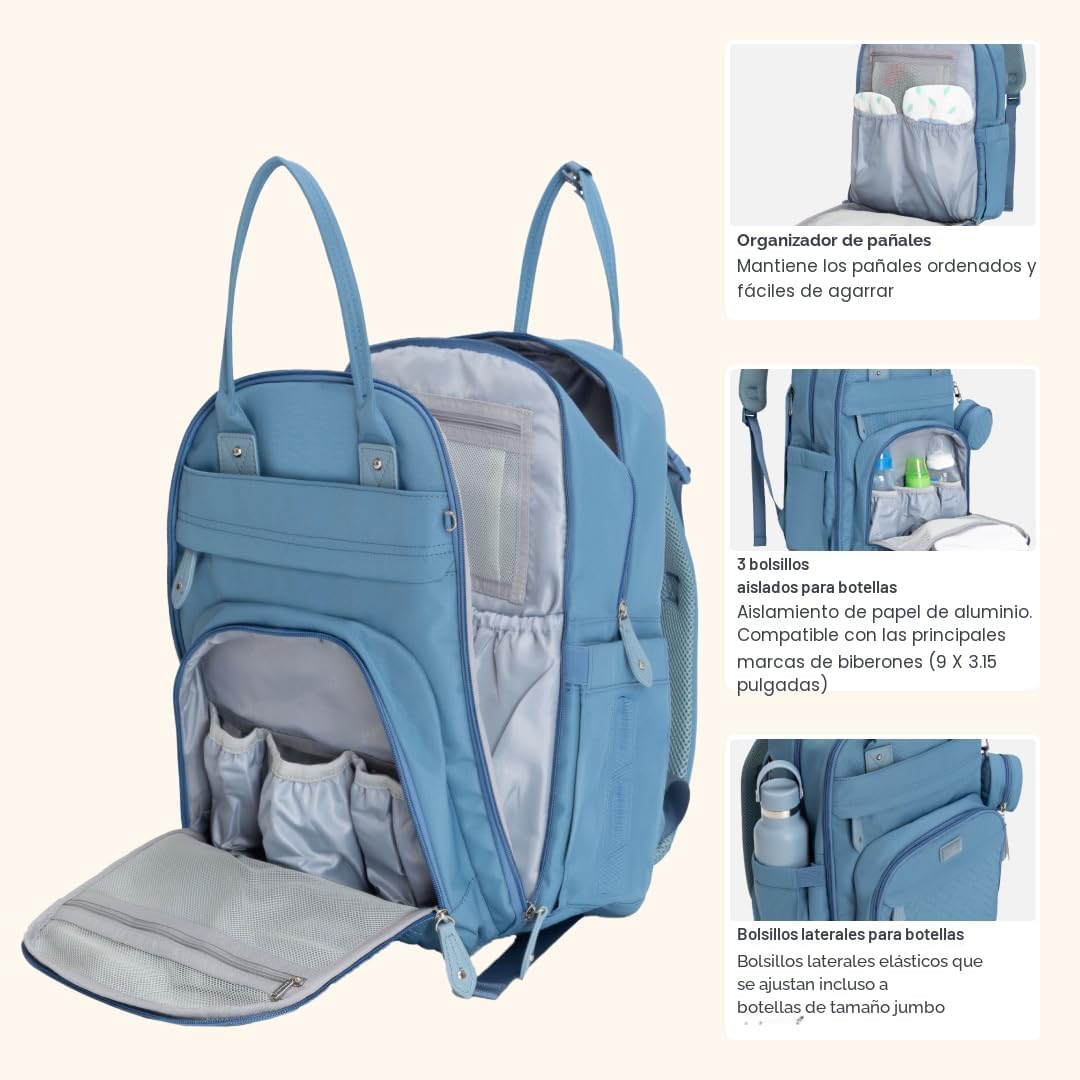 BabbleRoo Mochila para pañales \u2013 Bolsa de viaje esencial para...
