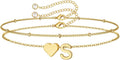 M MOOHAM Pulseras de oro con inicial de corazón para mujer, pulsera...