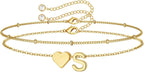 M MOOHAM Pulseras de oro con inicial de corazón para mujer, pulsera...