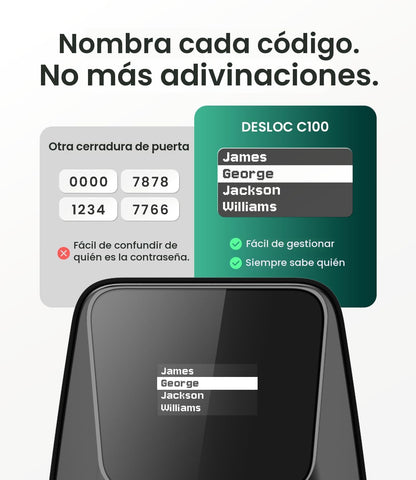 DESLOC Cerradura de puerta de entrada sin llave C100 con pantalla v...
