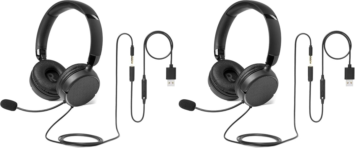 Amazon Basics Auriculares con cable para computadora con micrófono...