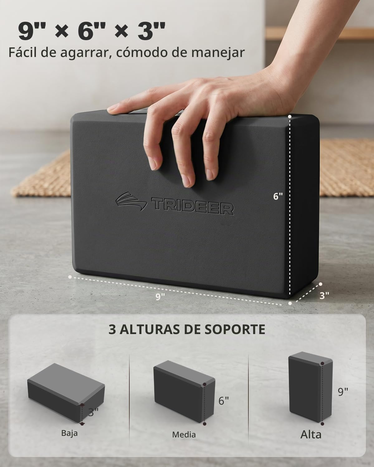 Trideer - Bloques de yoga (paquete de 2), bloques de espuma suave a...