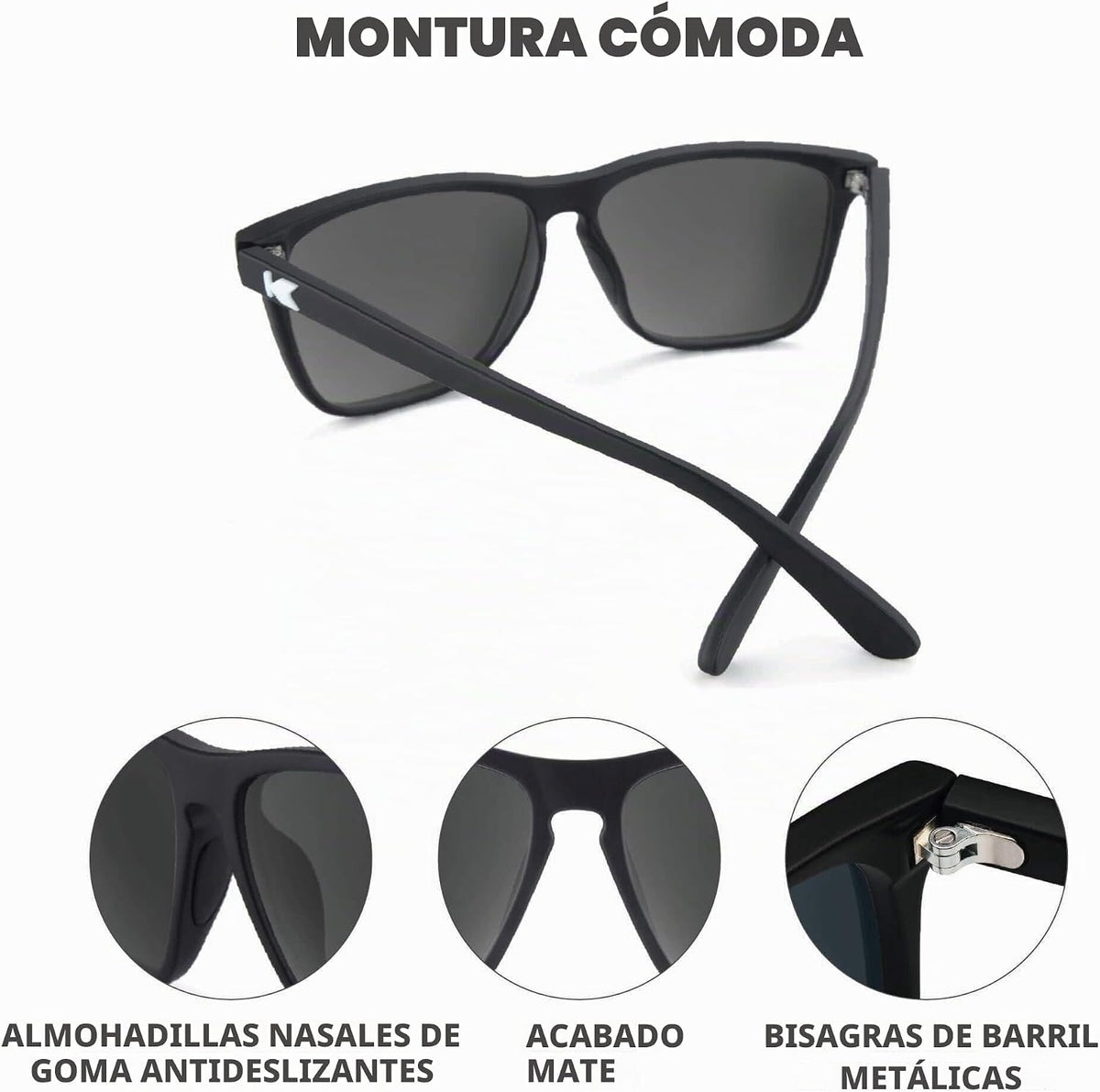 Knockaround Gafas de sol polarizadas cuadradas para hombres y mujer...