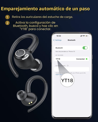 Auriculares inalámbricos, Bluetooth 5.4 Auriculares deportivos sobr...