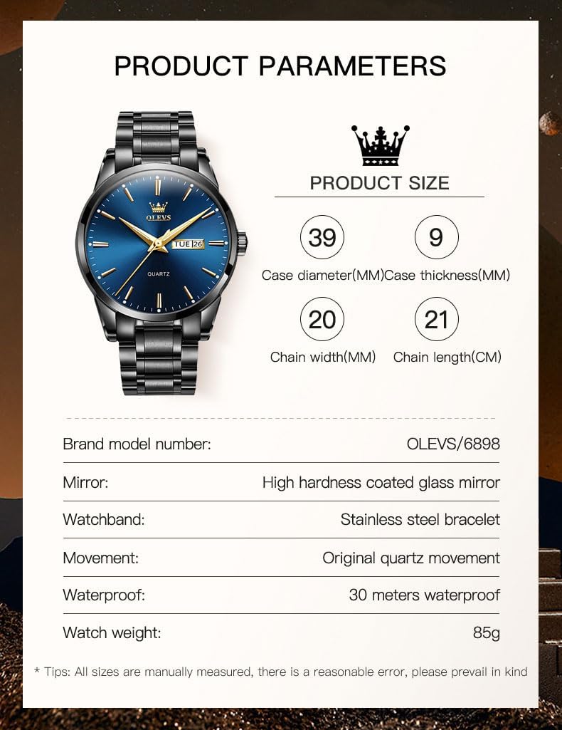 OLEVS Relojes para hombre Relojes de cronógrafo de fácil lectura lu...