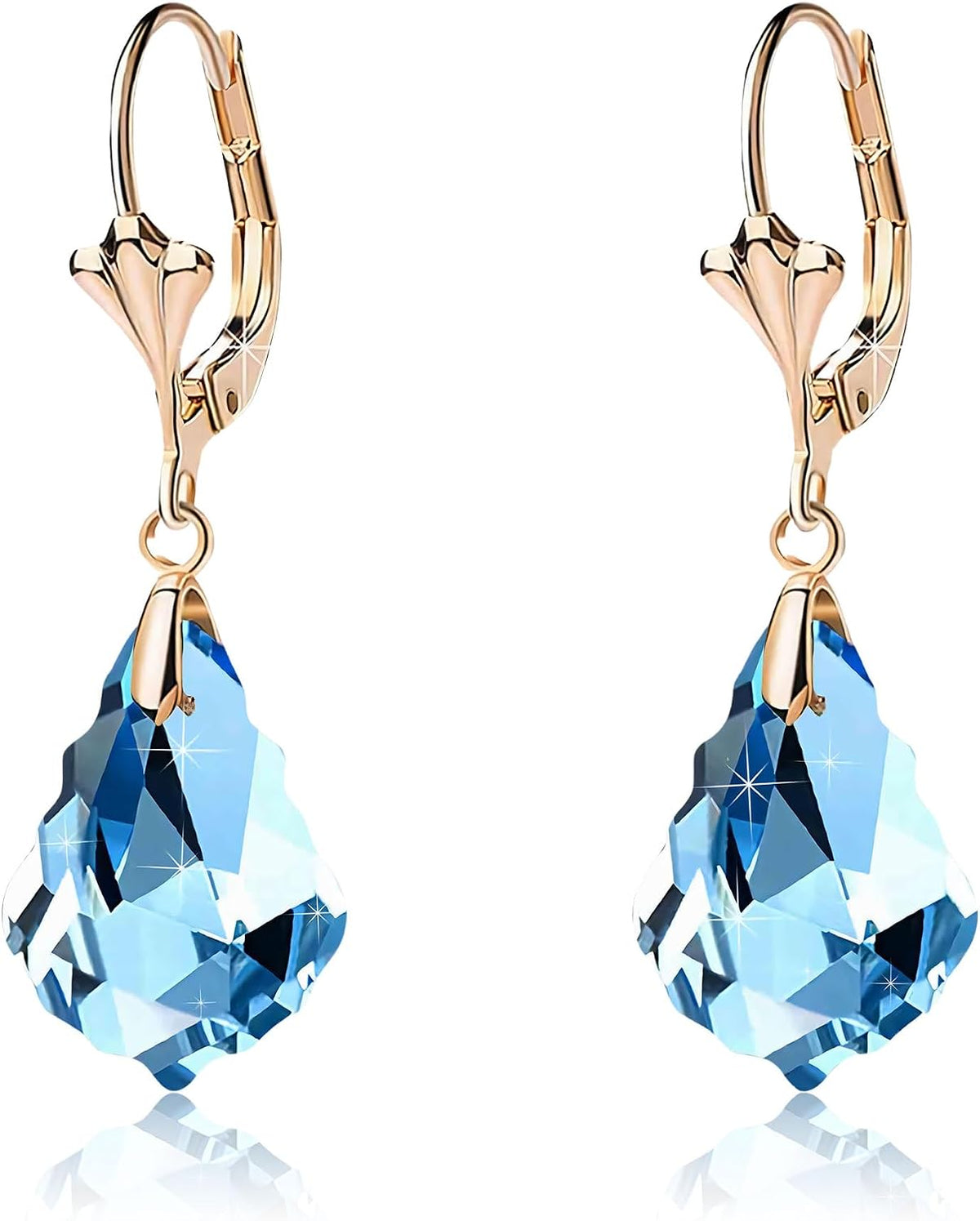 Aretes de cristal austriaco barroco con cierre de palanca para muje...