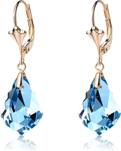 Aretes de cristal austriaco barroco con cierre de palanca para muje...