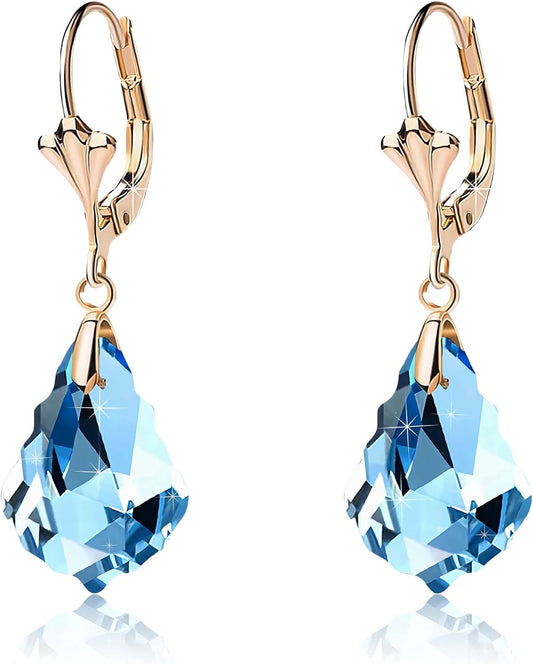 Aretes de cristal austriaco barroco con cierre de palanca para muje...