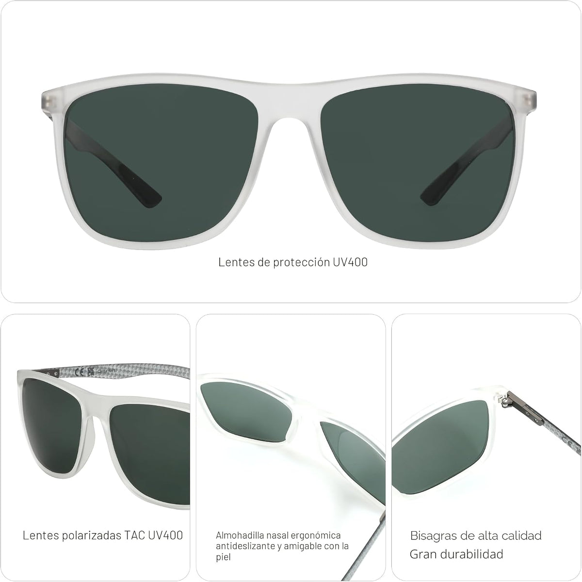 ZENOTTIC Gafas de sol polarizadas cuadradas para hombre, ultraliger...