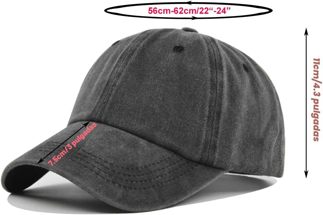 Paquete de 6 gorras de béisbol unisex de algodón lavado vintage, su...