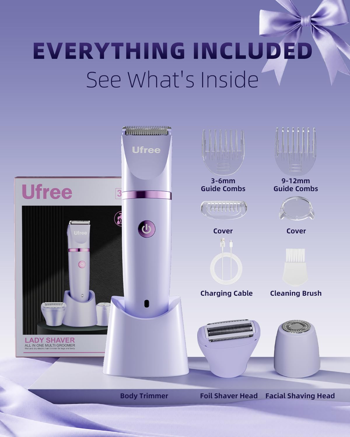 Ufree Maquinilla de Afeitar Eléctrica 3 en 1 para Mujer, Regalos pa...