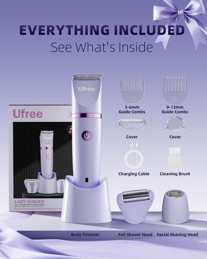 Ufree Maquinilla de Afeitar Eléctrica 3 en 1 para Mujer, Regalos pa...