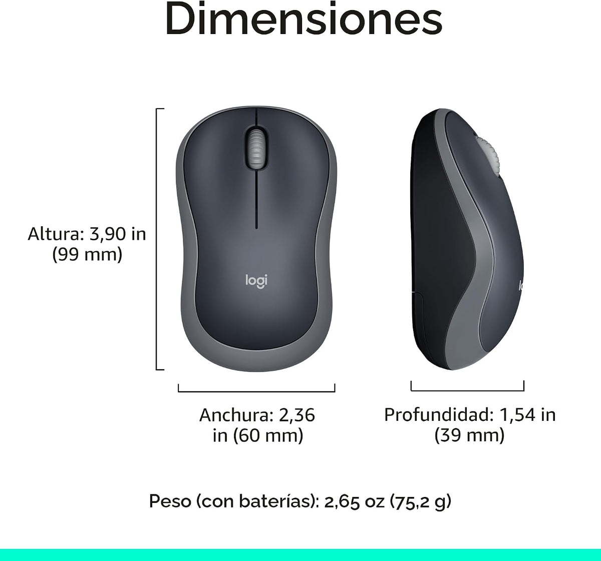Logitech Ratón inalámbrico ambidiestro compacto M185 de 2,4 GHz - G...