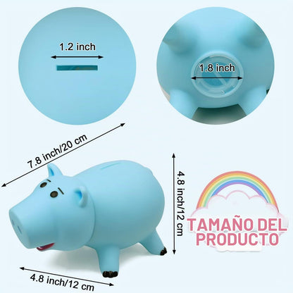 PHOCAS - Hucha de cerdo azul, caja de dinero de plástico para ahorr...
