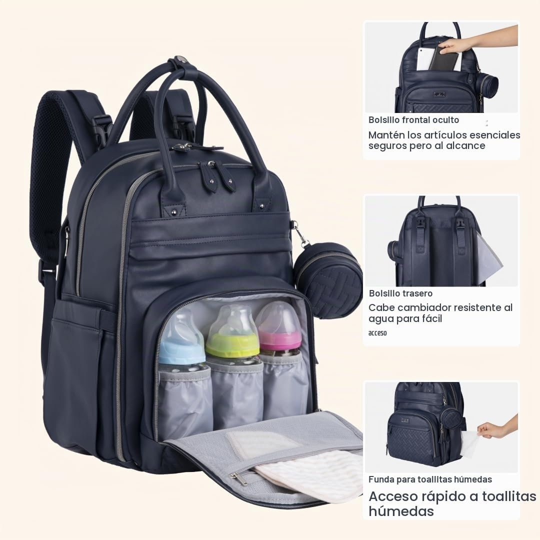 BabbleRoo - Mochila de cuero para pañales, mochila de viaje para be...
