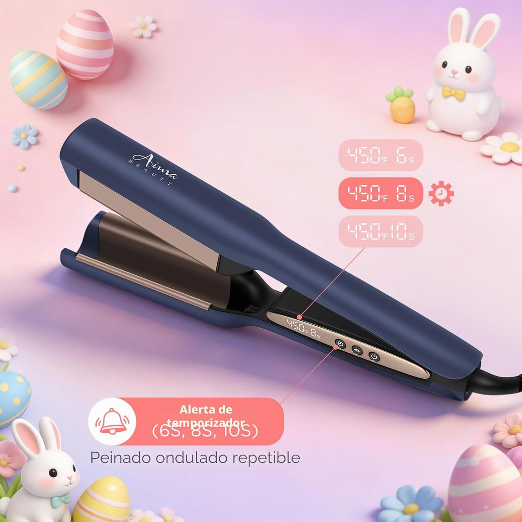 Aima Beauty Onda profunda de 1 pulgada rizador de pelo rizador ondu...