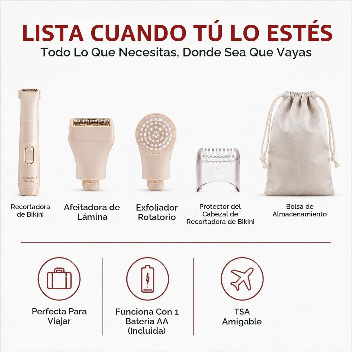 Remington Kit de cuerpo y bikini suave y sedoso, recortadora y afei...