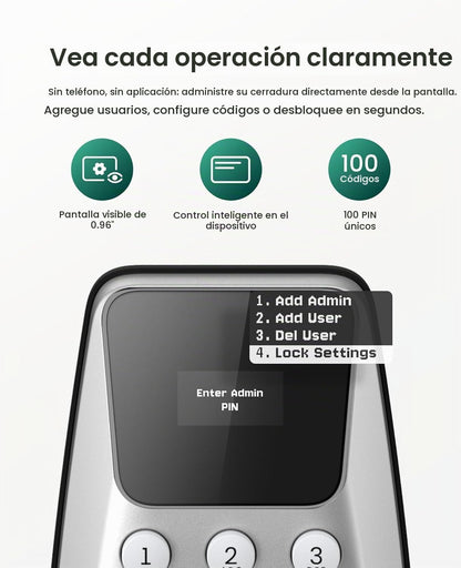 DESLOC Cerradura de puerta de entrada sin llave C100 con 2 manijas...