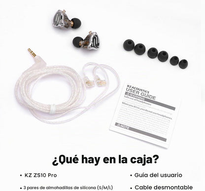 Linsoul KZ ZS10 Pro, auriculares intrauditivos HiFi con 5 controlad...