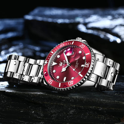 OLEVS Relojes de lujo para hombres grandes de acero inoxidable resi...