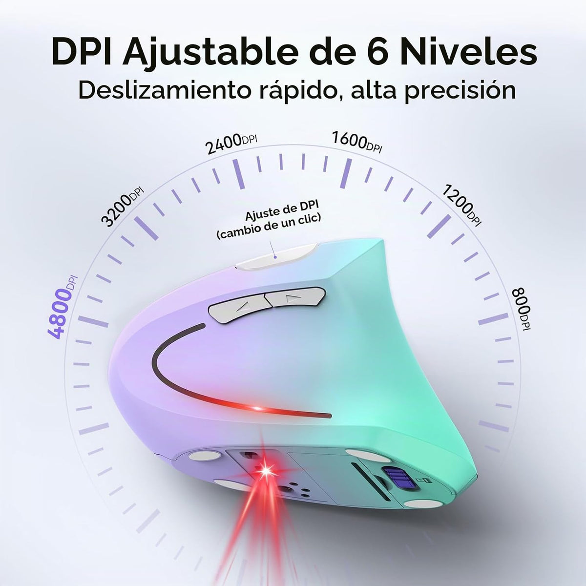 TECKNET Ratón ergonómico, 4800 DPI inalámbrico Bluetooth vertical,...