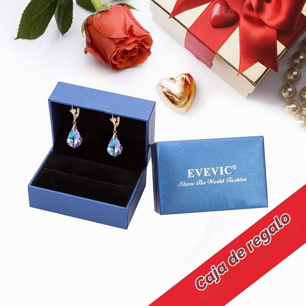 Aretes de cristal austriaco barroco con cierre de palanca para muje...