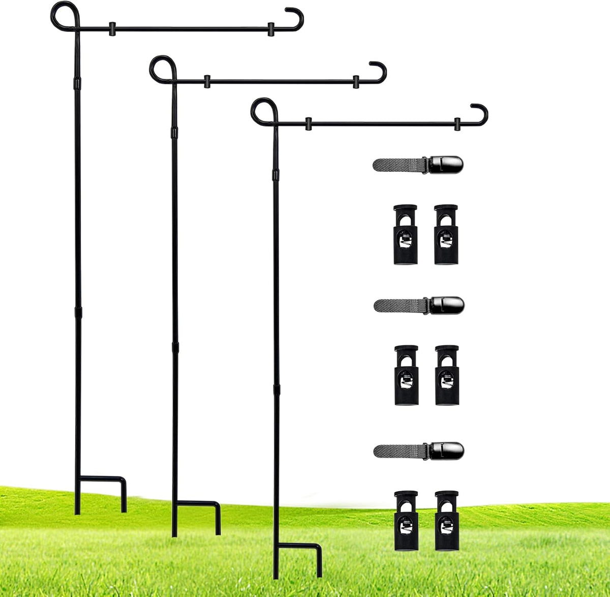 Paquete de 3 soportes para bandera de jardín, soporte de bandera de...