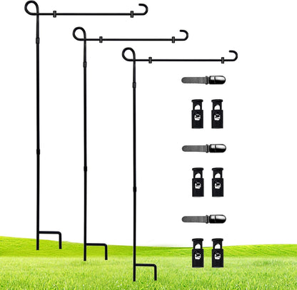 Paquete de 3 soportes para bandera de jardín, soporte de bandera de...