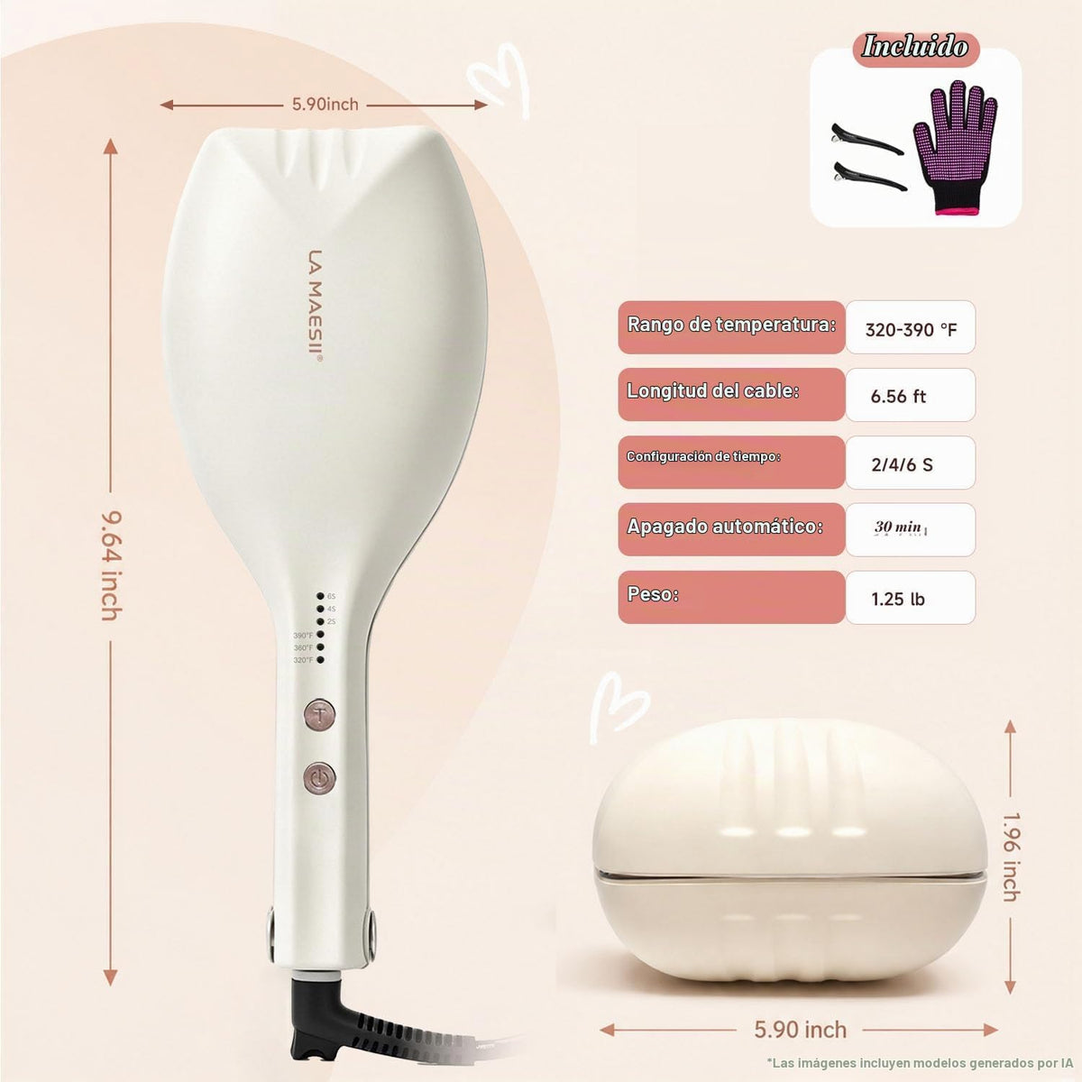 LA MAESII Plancha rizadora de pelo de 0.8 pulgadas, rizador de pelo...