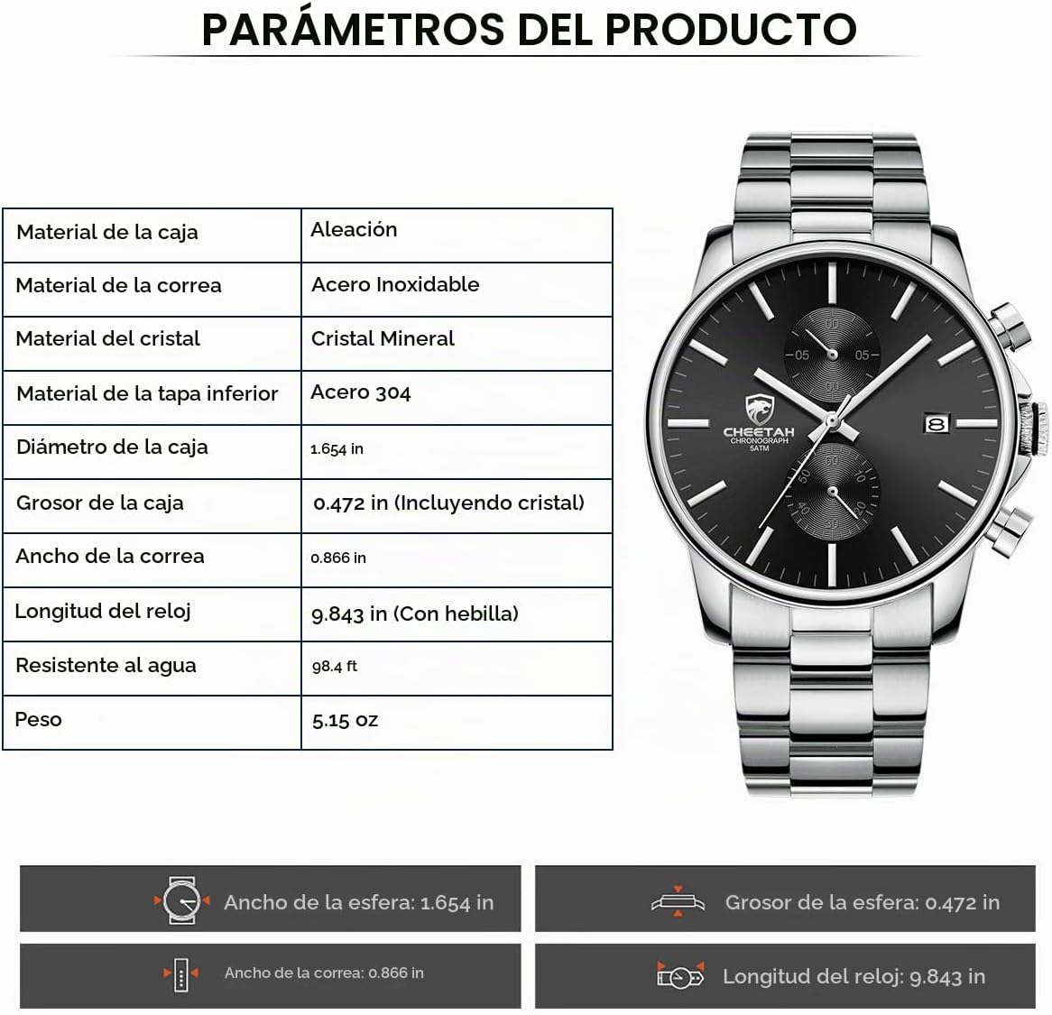 GOLDEN HOUR Fashion Business - Relojes para hombre con cronógrafo,...