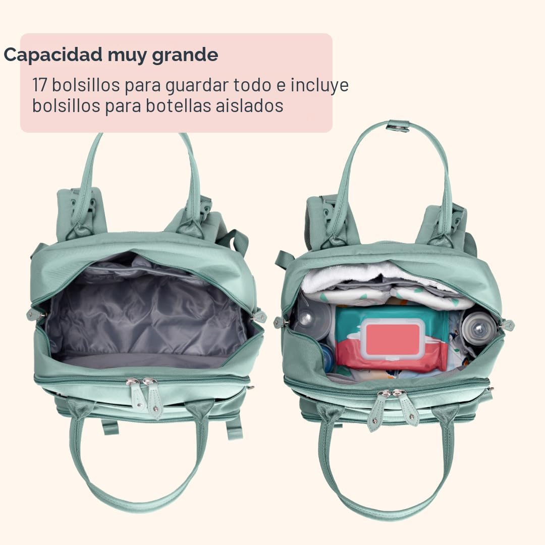 BabbleRoo Mochila para pañales - Bolsa de viaje esencial para bebés...