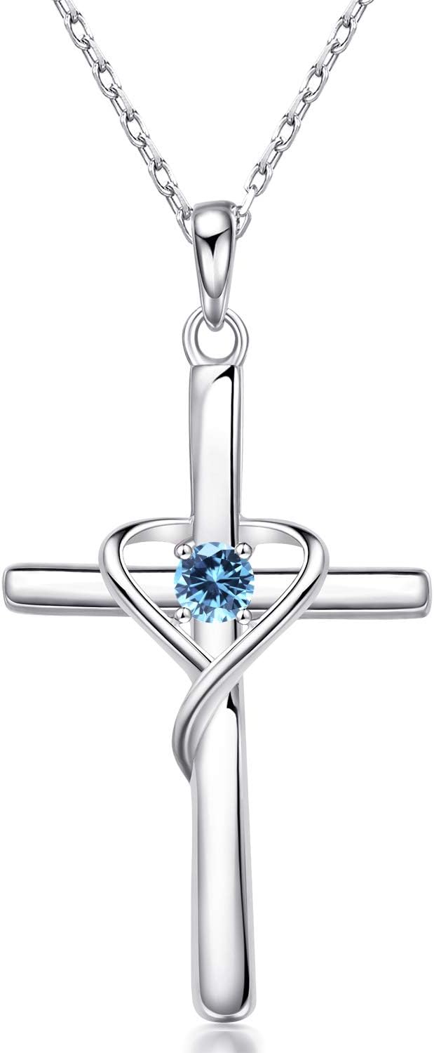 AmorAime Collar con cruz de plata de ley 925 para mujeres y hombres...