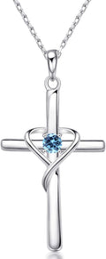 AmorAime Collar con cruz de plata de ley 925 para mujeres y hombres...