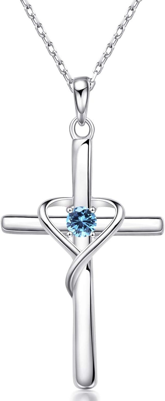 AmorAime Collar con cruz de plata de ley 925 para mujeres y hombres...
