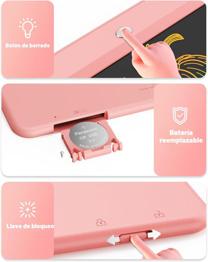 Bravokids Tableta de escritura LCD de 10 pulgadas para niños de 3 a...