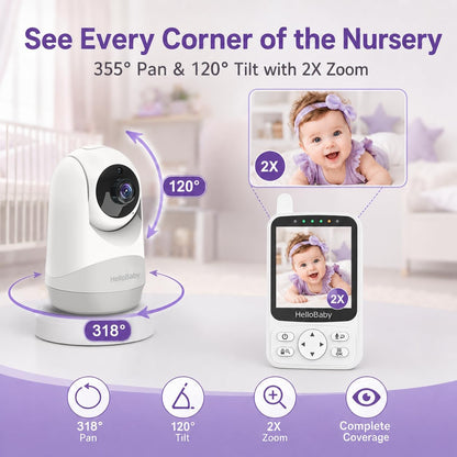 HelloBaby Monitor de bebé de 4" con cámara y audio, sin monitor...
